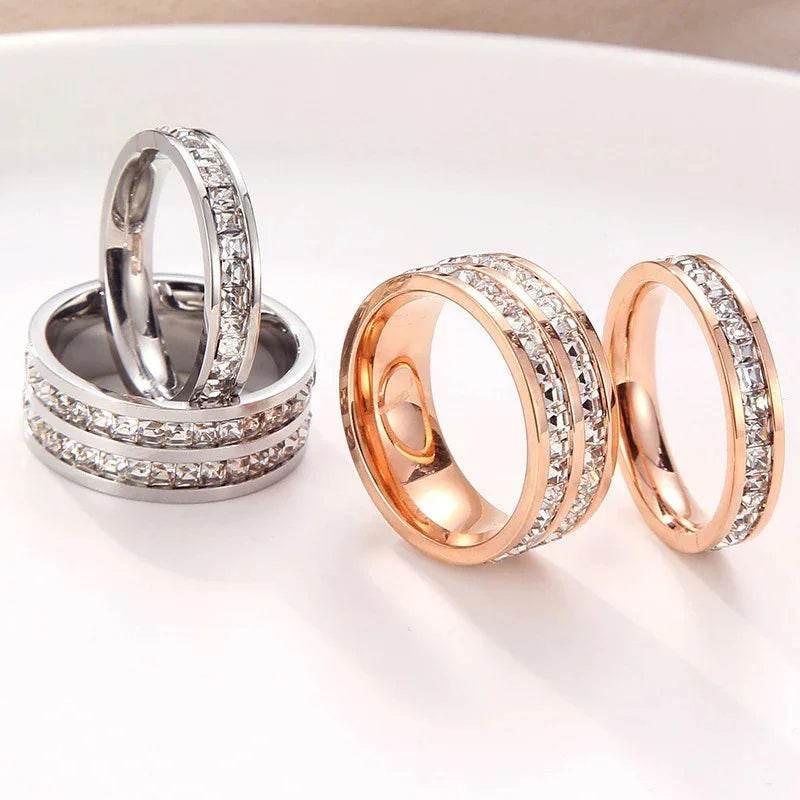 Titanium Steel Star Diamond Couple Ring Unisex - ZA-Zola