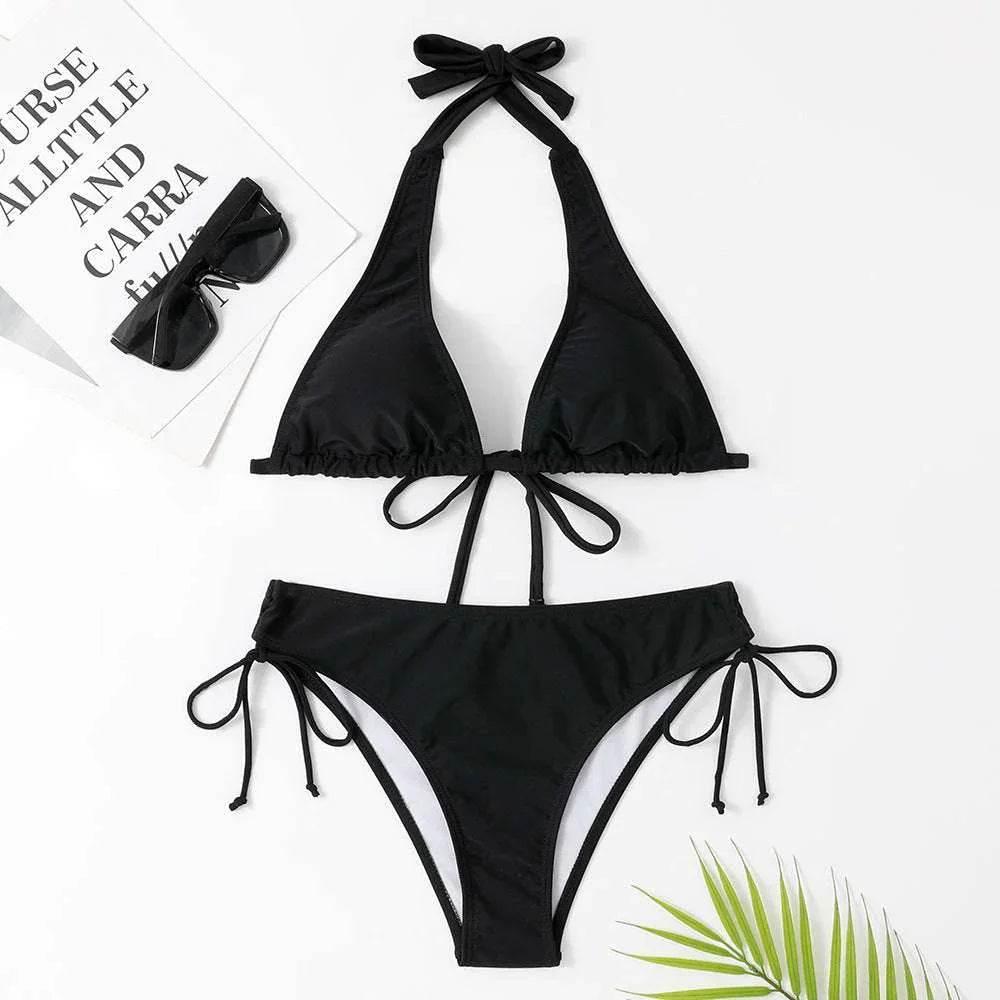 Sexy Solid Color Bikini | Strappy Swimsuit – Buy Now - ZA-Zola