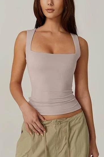 Square-Neck Slim Tank Top | Summer Sleeveless Style - ZA-Zola
