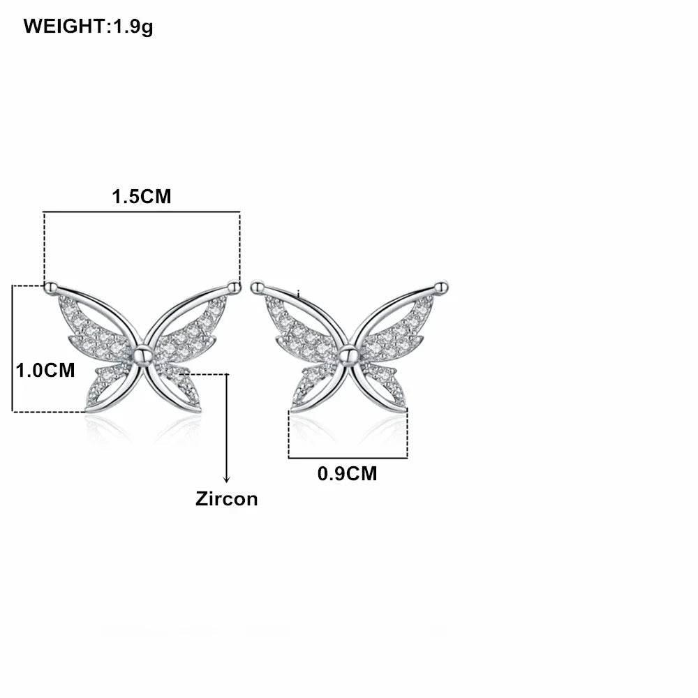Full Rhinestone Butterfly Stud Earrings – Black - ZA-Zola