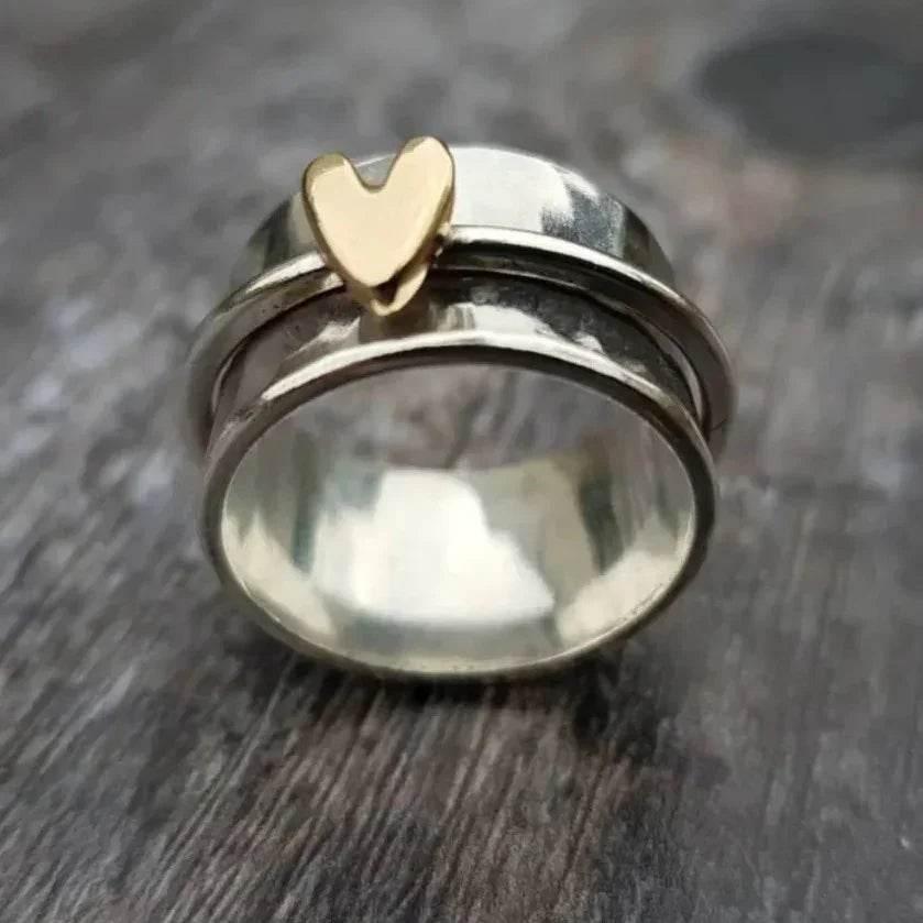 Rotatable Heart Ring – Retro Stress Relief Style - ZA-Zola