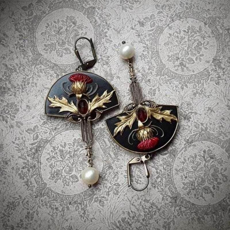 Retro Pearl Fan Tassel Earrings for Women - ZA-Zola