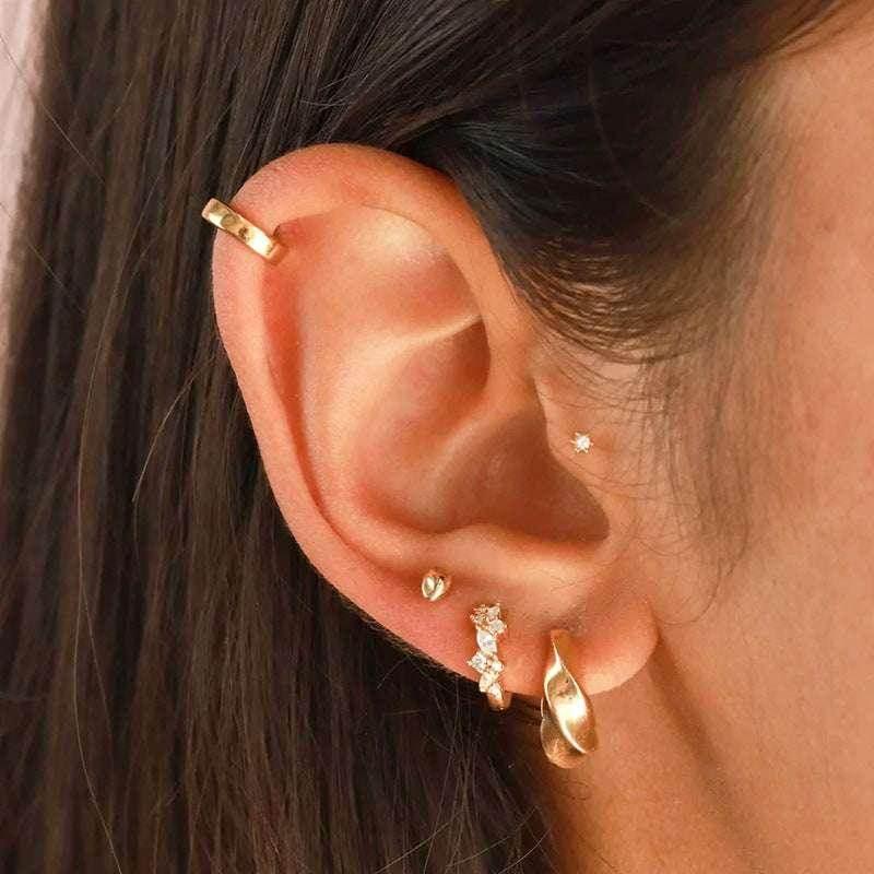 Sterling Silver Needle Irregular Zircon Earrings - ZA-Zola