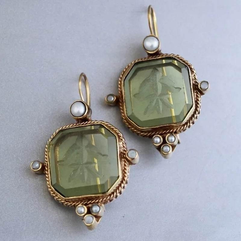 Retro Geometric Gold Pendant Earrings for Women - ZA-Zola