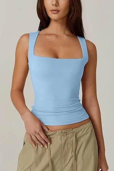 Square-Neck Slim Tank Top | Summer Sleeveless Style - ZA-Zola