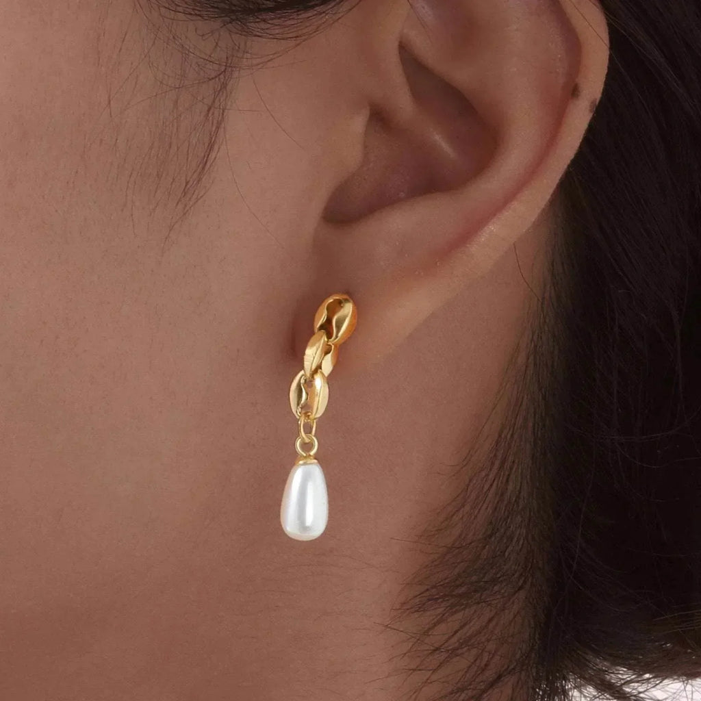 Stainless Steel Lip Chain Gold Fashion Earrings - ZA-Zola