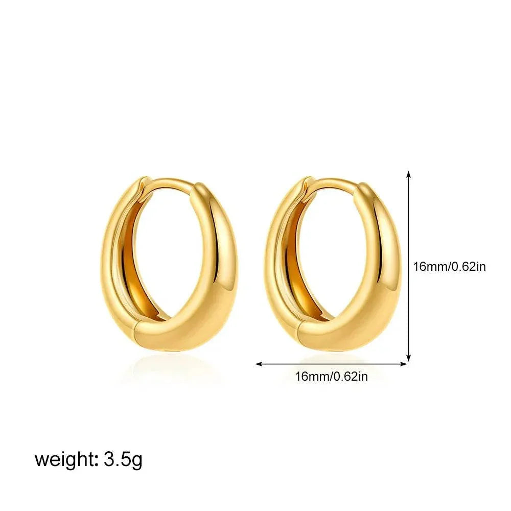 18K Gold Glossy Simple Hoop Earrings for Women - ZA-Zola