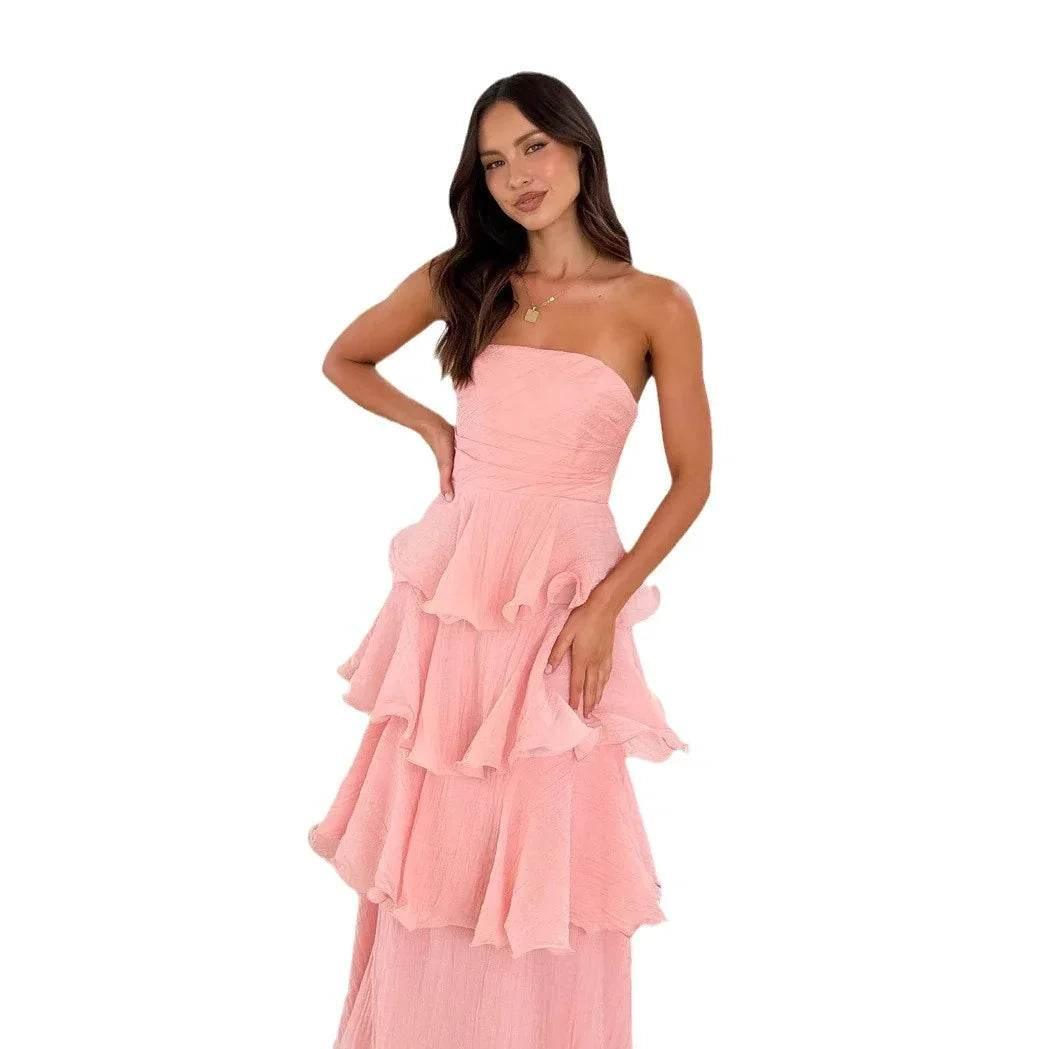 Women's Tube Top Backless Cake Dress – Chic & Flowy - ZA-Zola