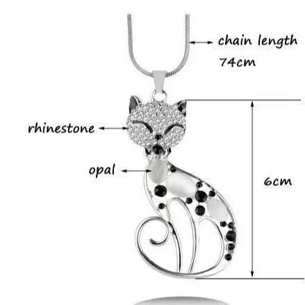 Crystal Cartoon Fox Cat Necklace – Opal Shine - ZA-Zola