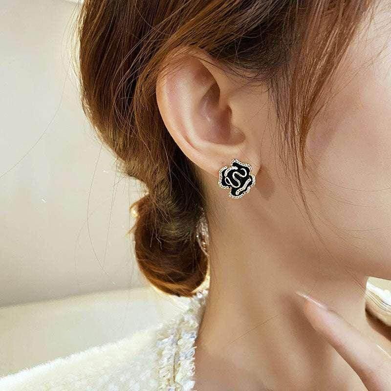Sterling Silver Camellia Stud Earrings – Elegant - ZA-Zola