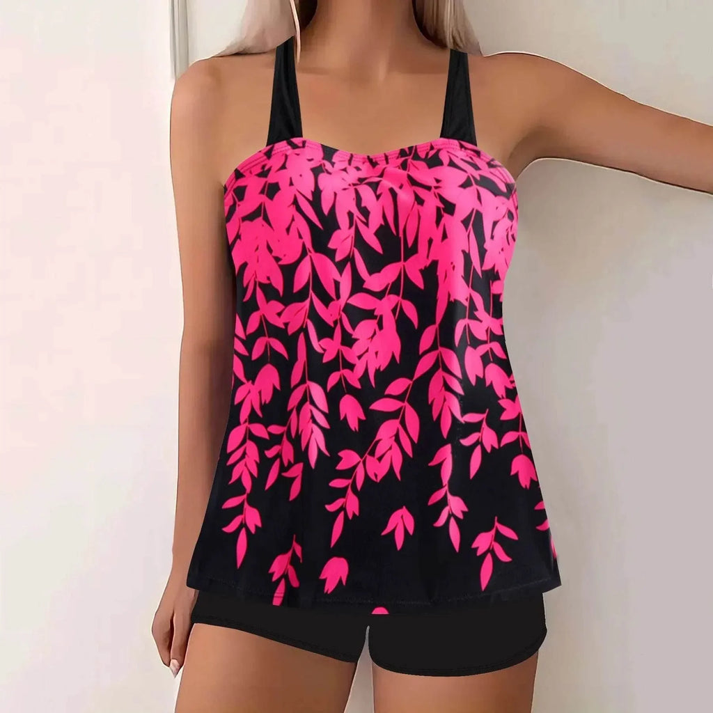 Split Leaf Print Bikini Swimsuit – Plus Size (S–5XL) - ZA-Zola