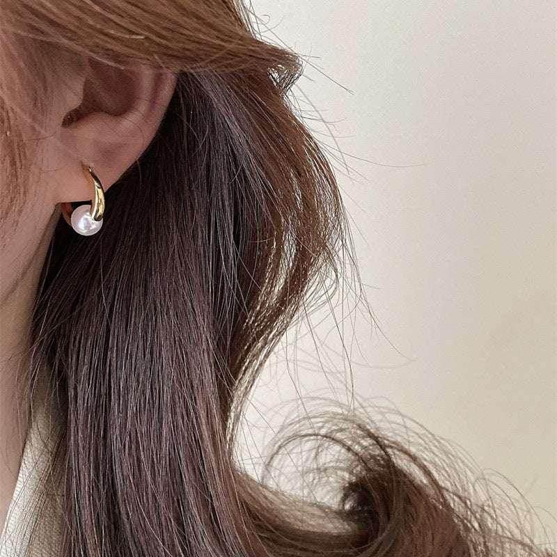 Retro Round Pearl Metallic Earrings for Women - ZA-Zola