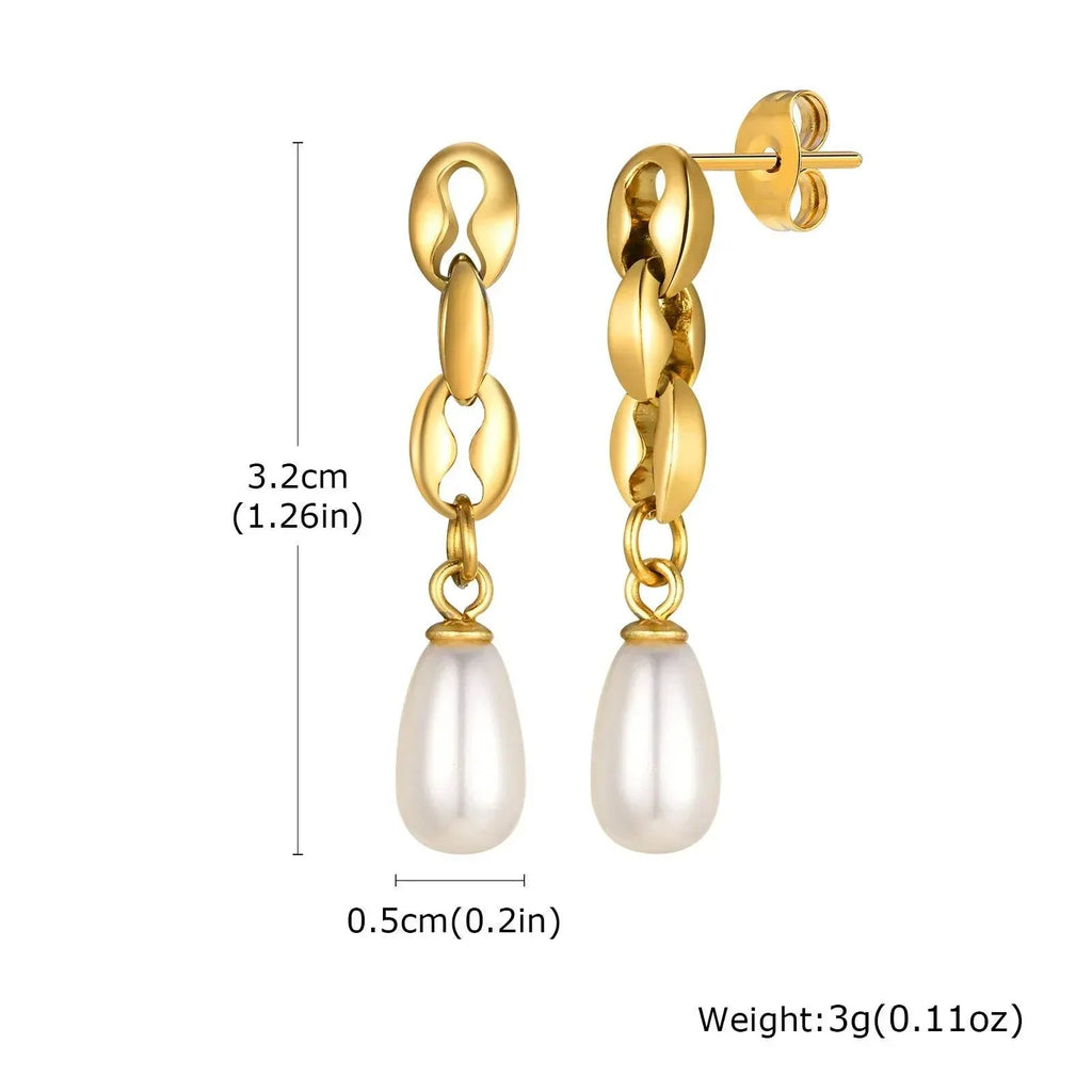 Stainless Steel Lip Chain Gold Fashion Earrings - ZA-Zola