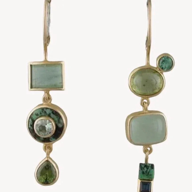 Retro Art Asymmetric Earrings – Unique Bold Design - ZA-Zola