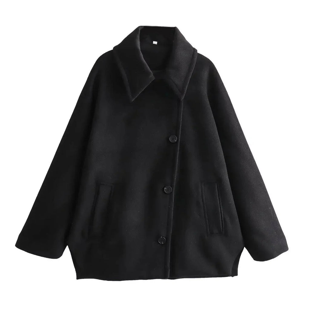 Buy Winter Wool Blend Batwing Sleeve Overcoat - Elegant - ZA-Zola