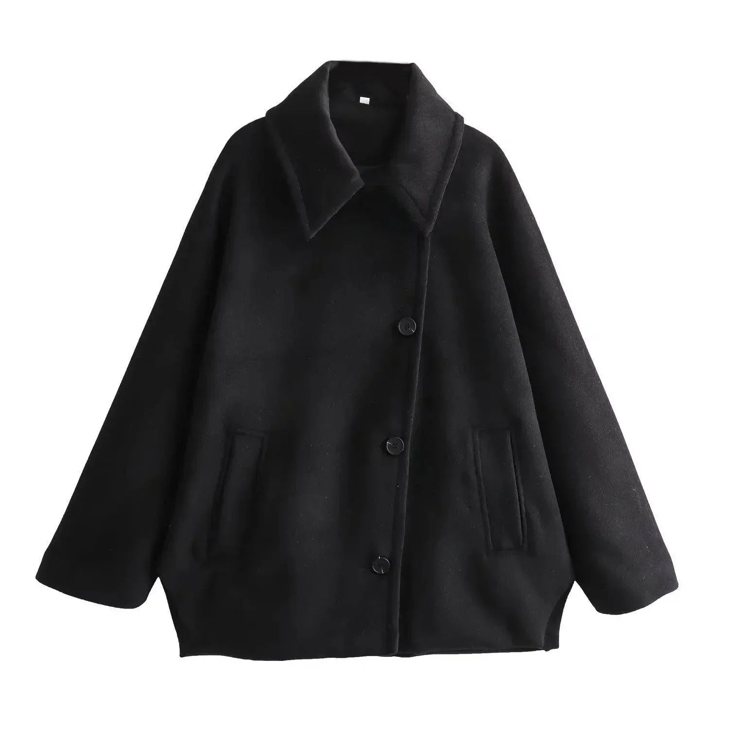 Buy Winter Wool Blend Batwing Sleeve Overcoat - Elegant - ZA-Zola