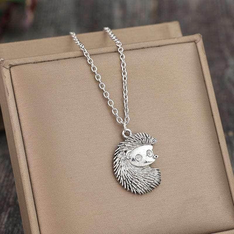 Retro Hedgehog Silver Pendant Necklace Unisex - ZA-Zola