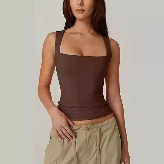 Square-Neck Slim Tank Top | Summer Sleeveless Style - ZA-Zola