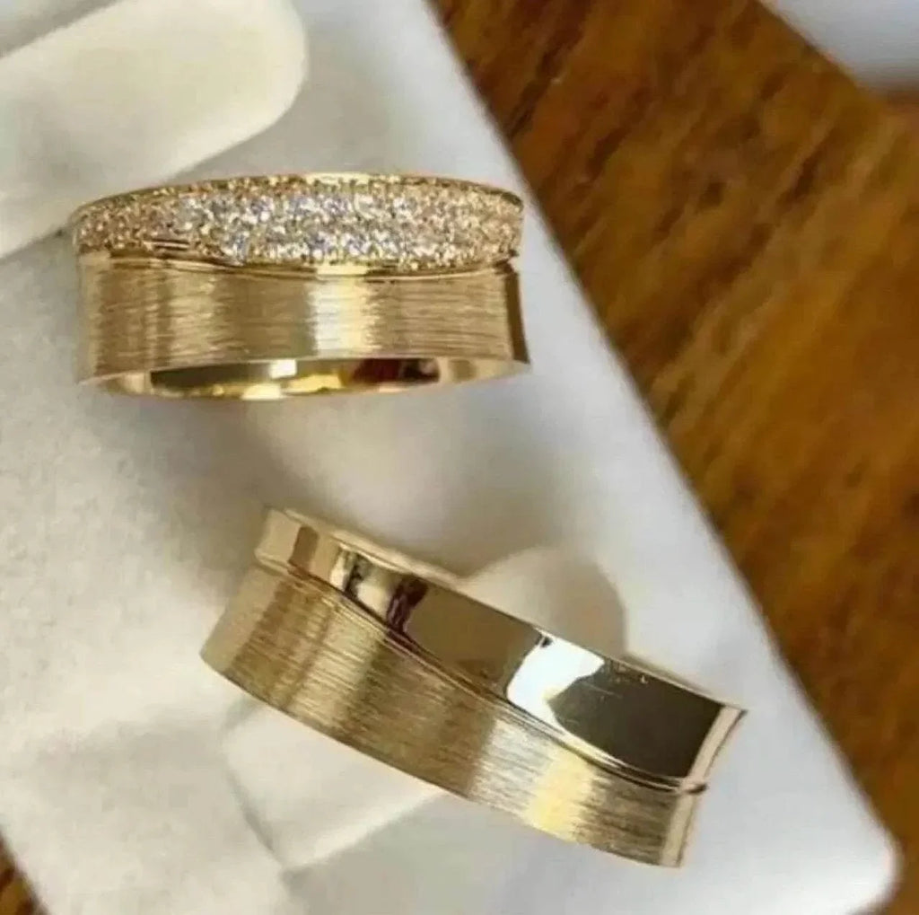 Gold Plated Wide Zircon Brass Ring for Women - ZA-Zola