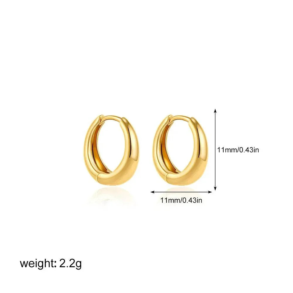 18K Gold Glossy Simple Hoop Earrings for Women - ZA-Zola