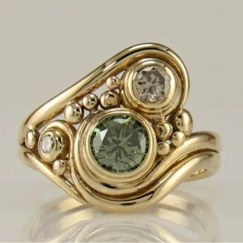 Geometric Retro Hollow Ring in Gold – Unisex Style - ZA-Zola
