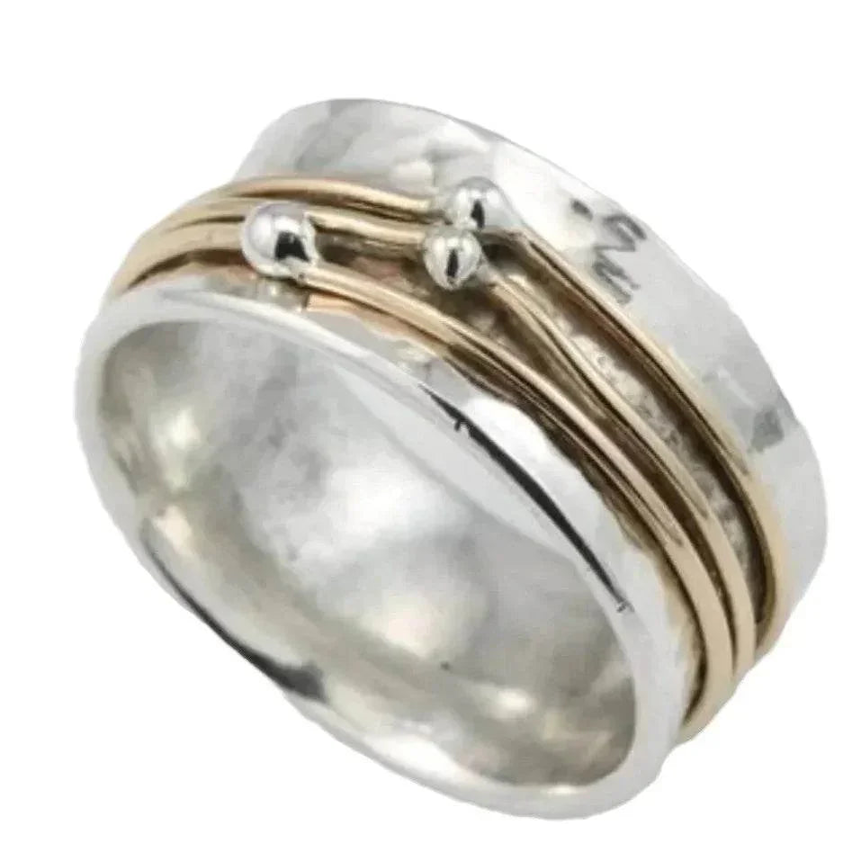 Unisex Retro Two-Tone Geometric Copper Ring - ZA-Zola