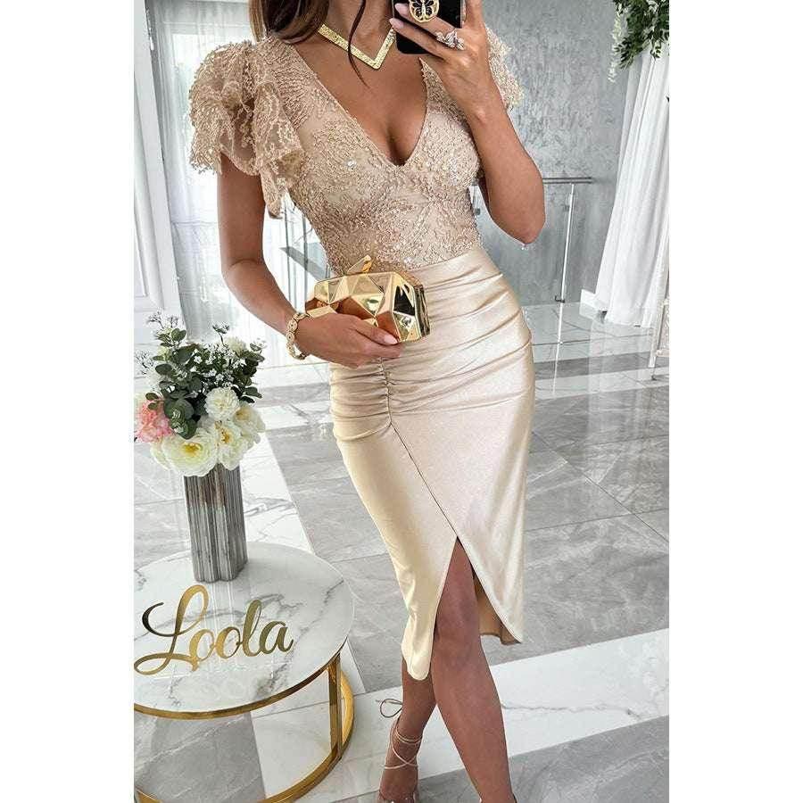 Casual Split Short Sleeve Dress for Women - ZA-Zola