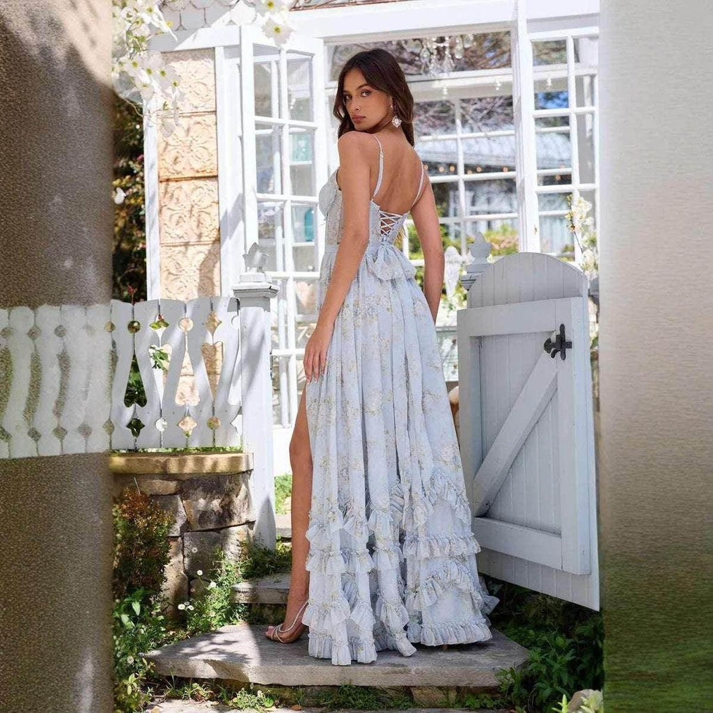 Floral Sling Backless Dress – Vacation-Ready Elegance - ZA-Zola