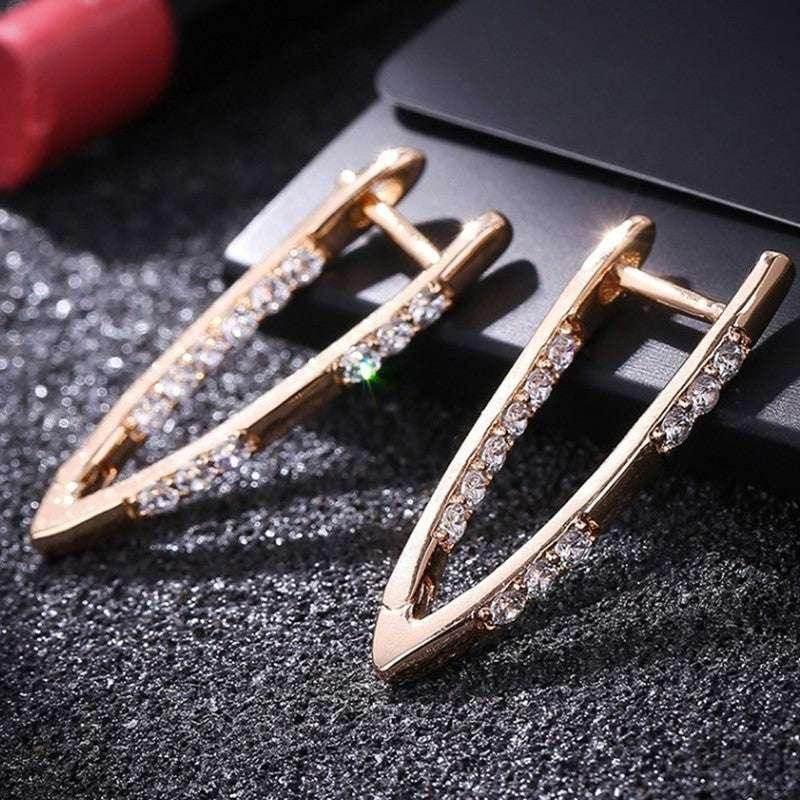 Rose Gold Zircon Petal Earrings for Women - ZA-Zola