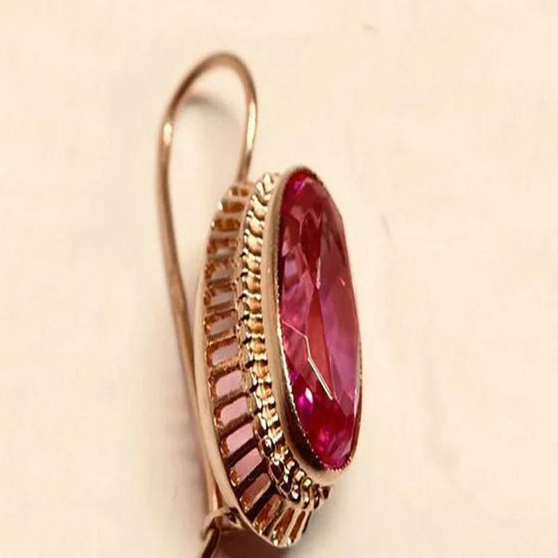 18K Gold Red Gem C-Type Ear Clip for Women - ZA-Zola