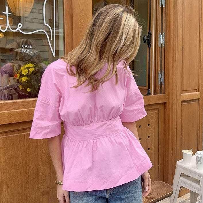 Backless Tied Bat Sleeve Summer T-Shirt - ZA-Zola