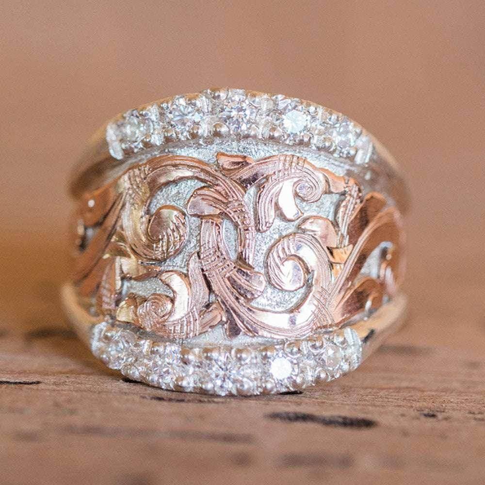 Vintage Court Floating Pattern Ring Unisex - ZA-Zola