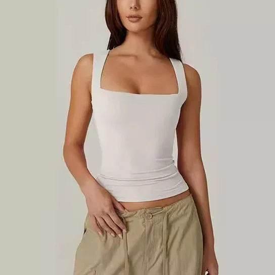 Square-Neck Slim Tank Top | Summer Sleeveless Style - ZA-Zola