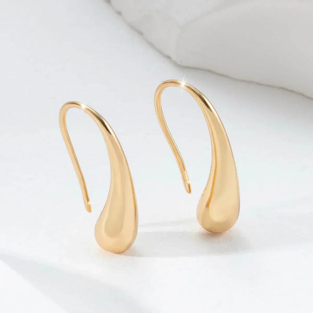 Glossy Geometric Drop Earrings for Women – Gold - ZA-Zola