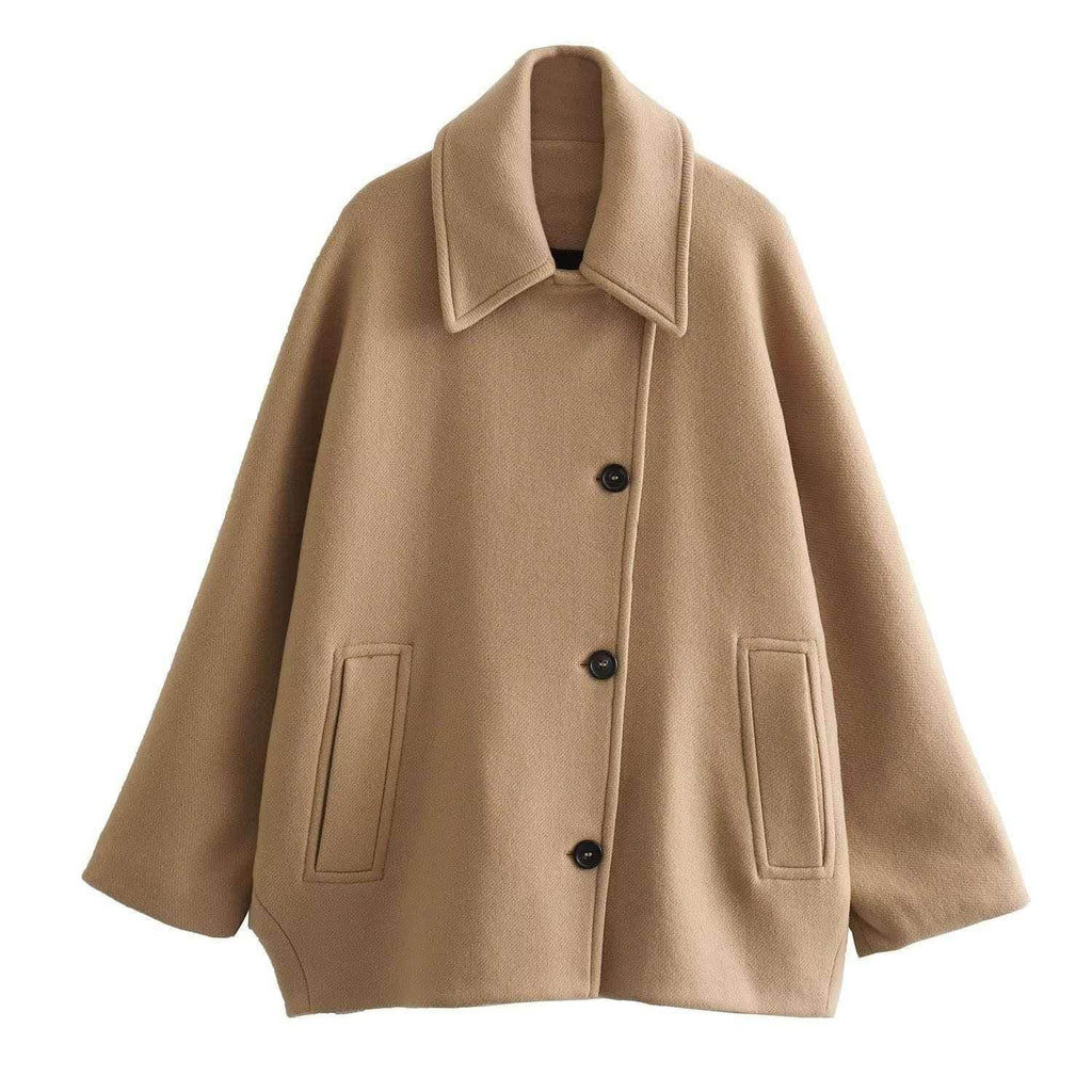 Buy Winter Wool Blend Batwing Sleeve Overcoat - Elegant - ZA-Zola