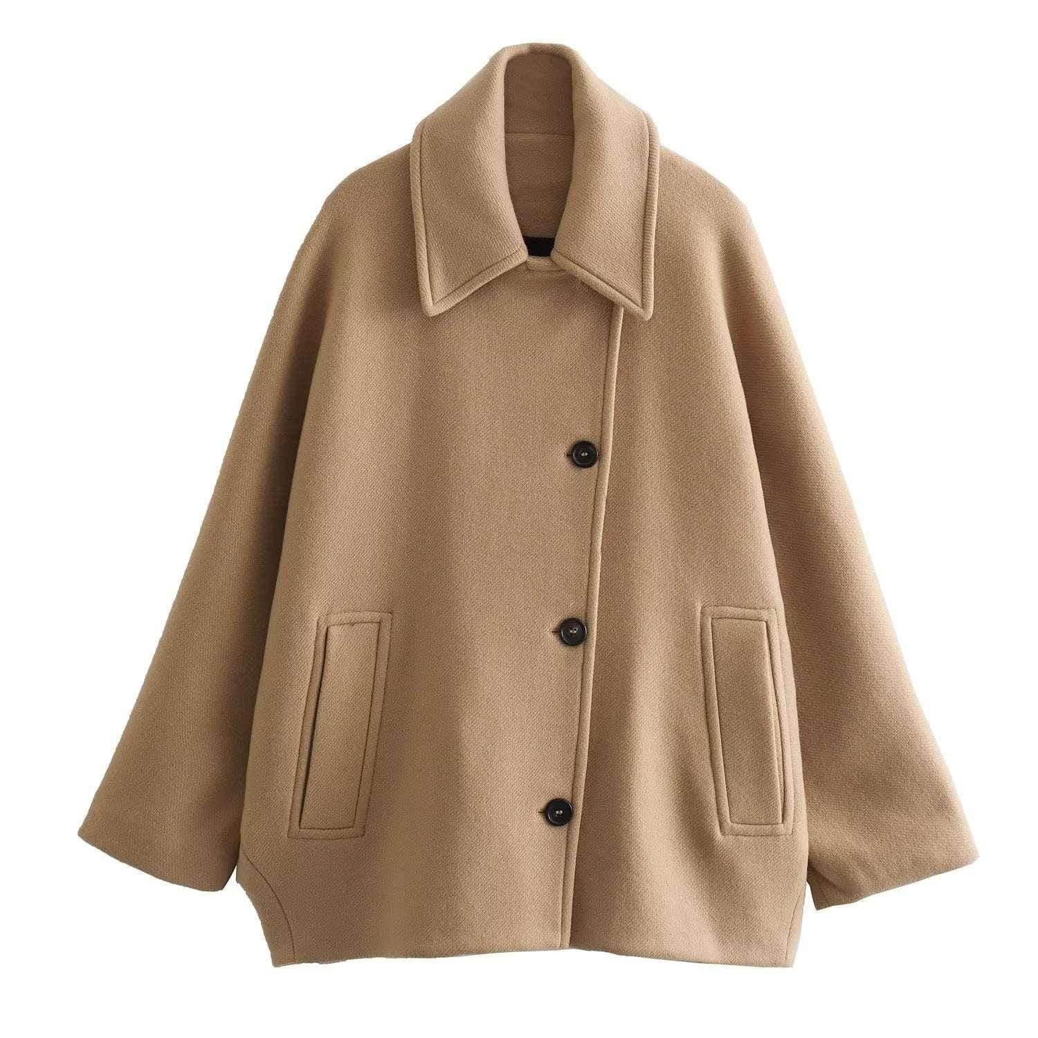 Buy Winter Wool Blend Batwing Sleeve Overcoat - Elegant - ZA-Zola