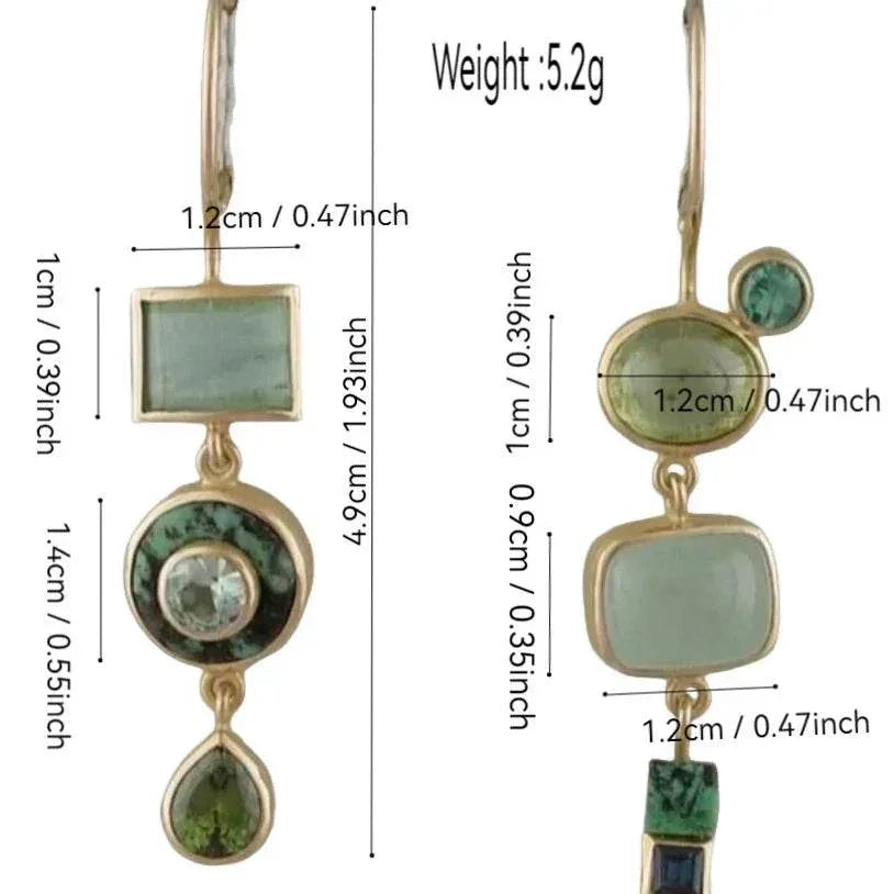 Retro Art Asymmetric Earrings – Unique Bold Design - ZA-Zola