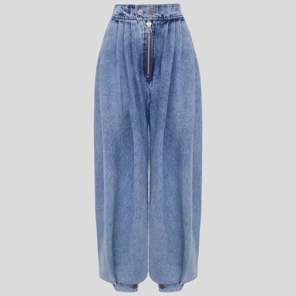 High Waist Zipper Denim Harem Shorts - ZA-Zola