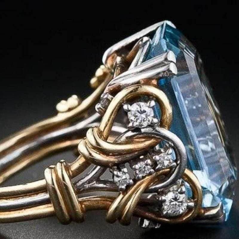 French Retro Geometric Zircon Ring | Gold Unisex Ring - ZA-Zola