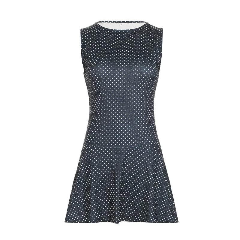 Cinched Dot Print Sleeveless Mini Dress - ZA-Zola