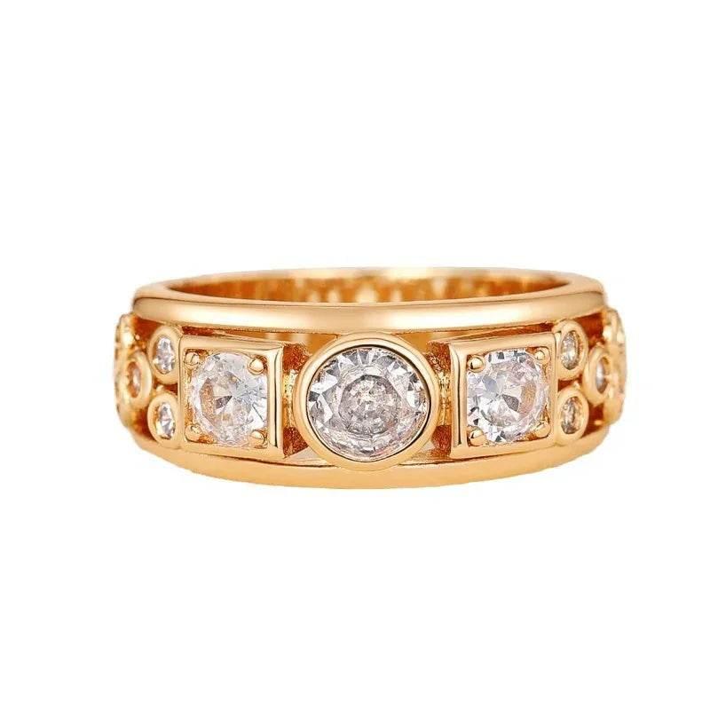 Geometric Round & Square Gold Ring for Women - ZA-Zola