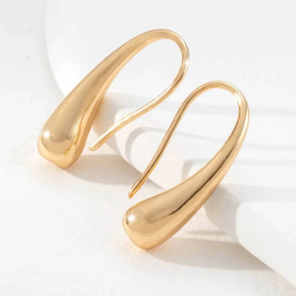 Glossy Geometric Drop Earrings for Women – Gold - ZA-Zola