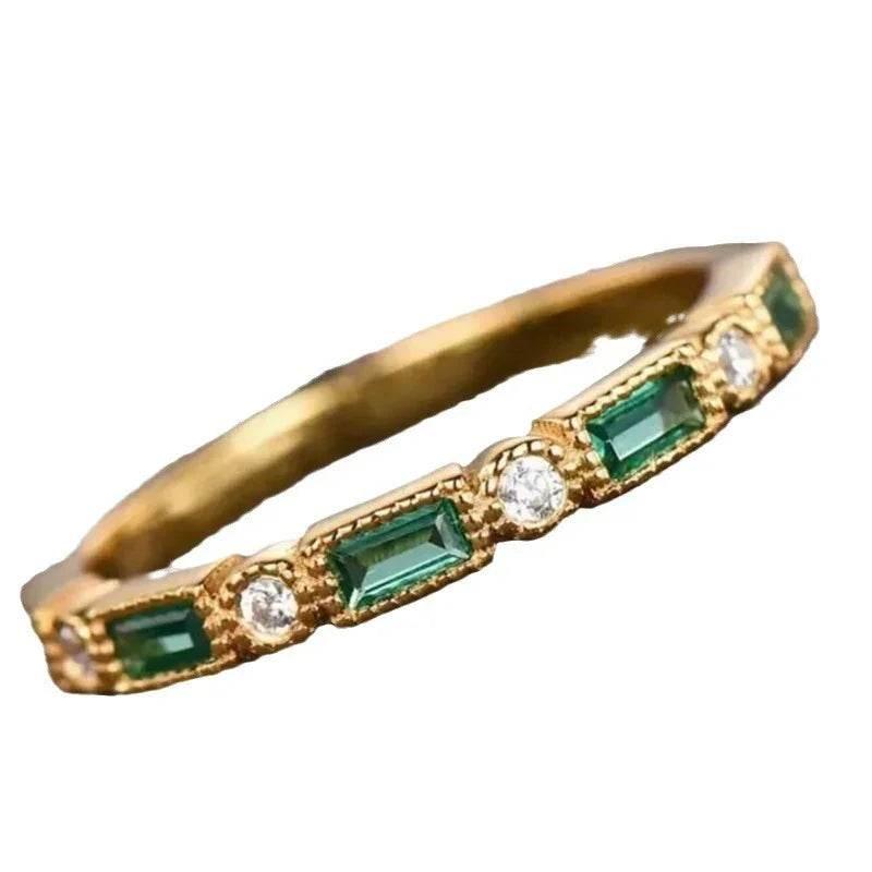 Emerald Zircon Unisex Ring in Gold & Silver - ZA-Zola