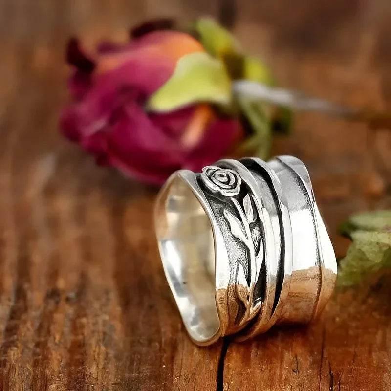 Luxury Vintage Flower Wide Face Retro Ring Women - ZA-Zola