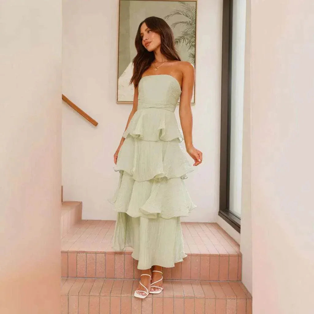 Women's Tube Top Backless Cake Dress – Chic & Flowy - ZA-Zola