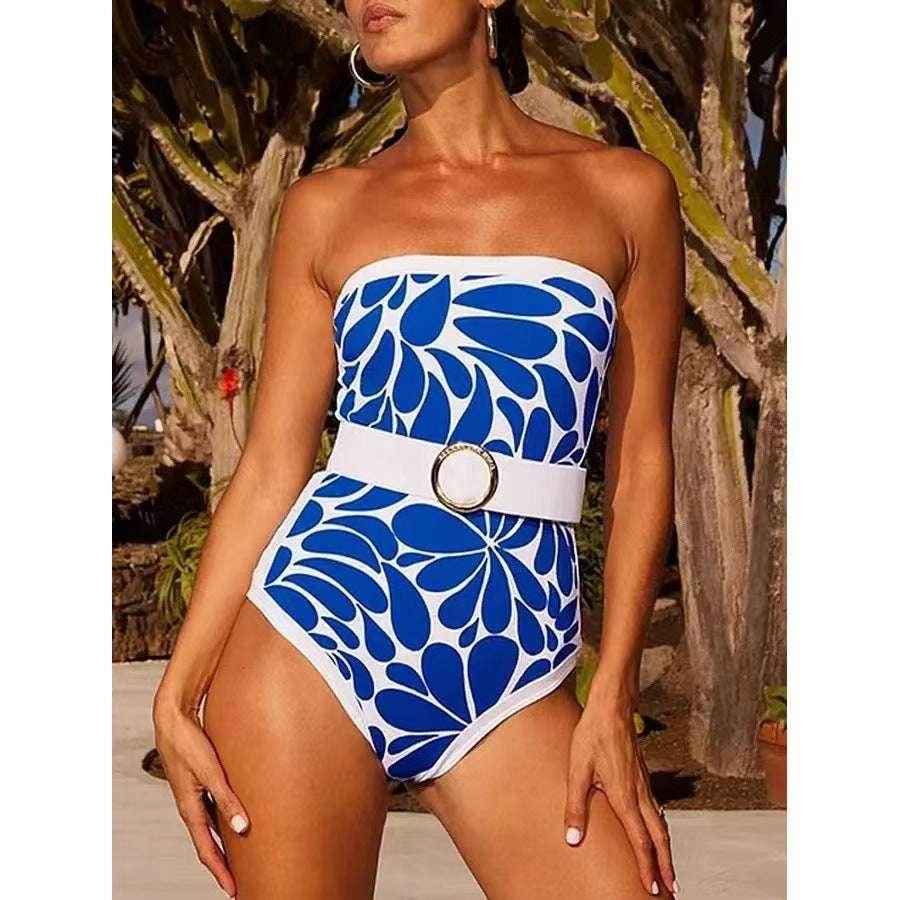 Printed Long Sleeve One-Piece Swimsuit – Floral Design - ZA-Zola