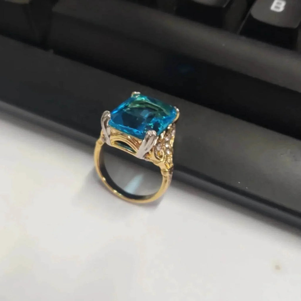 French Retro Geometric Zircon Ring | Gold Unisex Ring - ZA-Zola