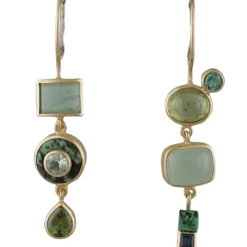 Retro Art Asymmetric Earrings – Unique Bold Design - ZA-Zola