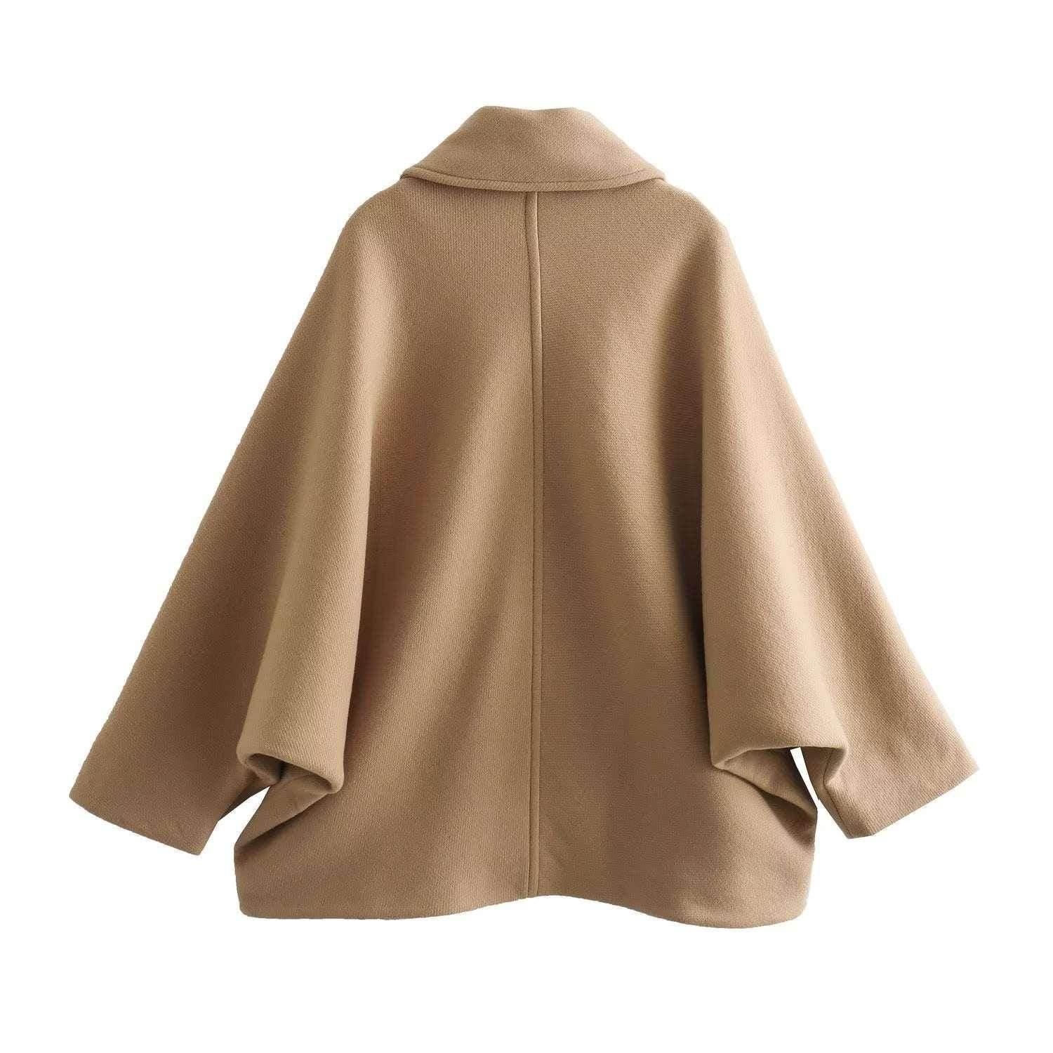 Buy Winter Wool Blend Batwing Sleeve Overcoat - Elegant - ZA-Zola