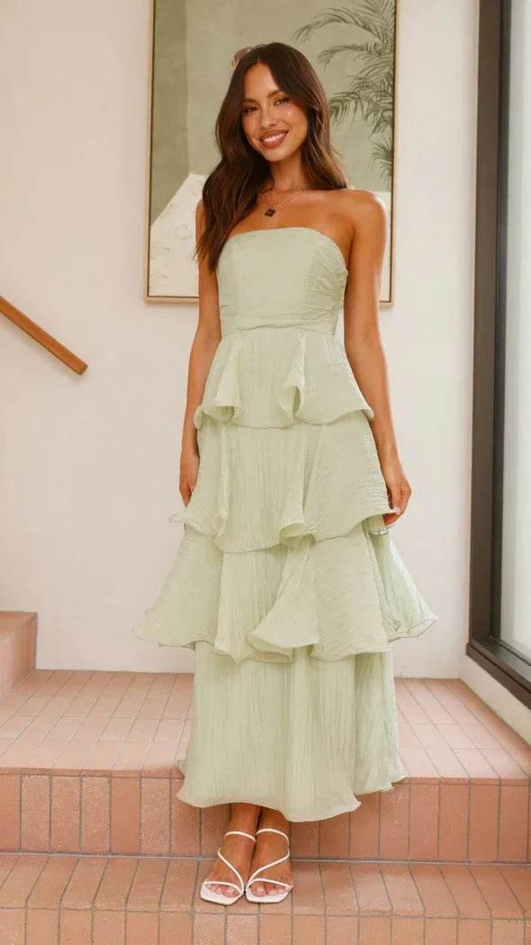 Women's Tube Top Backless Cake Dress – Chic & Flowy - ZA-Zola